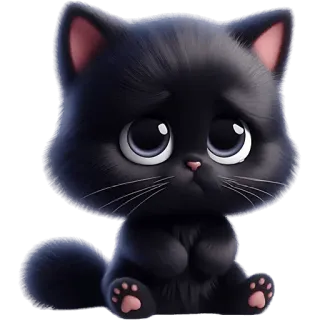 🥺 кот, котенок, милый, черный, мультфильм telegram sticker
