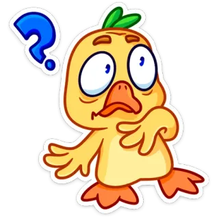 🤔 duck, question mark, cartoon, confused, emoji, animal, bird whatsapp sticker