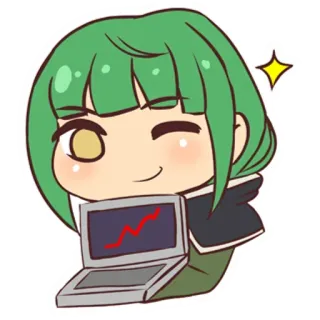 📊 Anime, Chibi, Sucesso, Negócios, Laptop, Desenho animado, Fofo telegram sticker