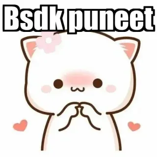 ⚜ Bsdk puneet Dessin animé, Mignon, Chat, Offensant, Autocollant, Meme whatsapp sticker