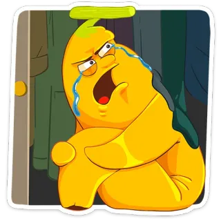 🍌 naklejka, płacz, kreskówka, żółty, smutny whatsapp sticker