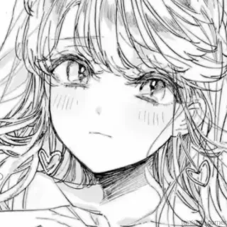 🥺 dziewczyna anime, dziewczyna manga, sztuka, rysunek, szkic, serca telegram sticker