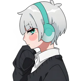 😏 Anime, Desenho animado, Fone de ouvido, Personagem, Ilustração telegram sticker
