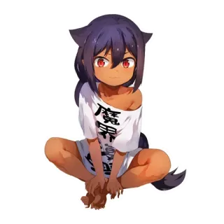 🙃 魔界 Anime, Kemonomimi, Gadis, Kulit gelap, Iblis, Telinga kucing telegram sticker