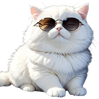 ☺️ mèo, kính râm, trắng, động vật, thú cưng, ngầu telegram sticker
