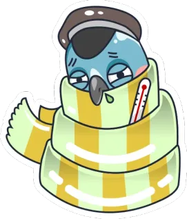 😷 malato, raffreddore, uccello, termometro, sciarpa, malato, influenza telegram sticker