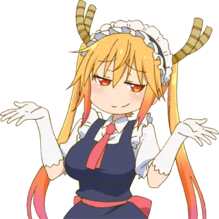 🐉 Tohru Miss Kobayashi's Dragon Maid Anime, Maid, Dragon, Tohru, Haussement d'épaules, Confus, Question whatsapp sticker