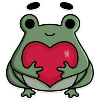 ❤️ grenouille, coeur, amour, mignon, amphibien, autocollant telegram sticker