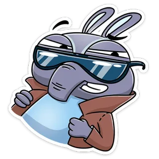 😎 Dibujo animado, Gafas de sol, Animal, Conejo, Personaje, Genial telegram sticker