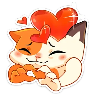 ❤️ แมว, ความรัก, หัวใจ, น่ารัก, สัตว์, สติกเกอร์ telegram sticker