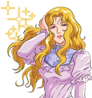 😊 Anime, Cartone animato, Donna, Bionda, Personaggio, Scintillio telegram sticker