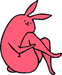 😥 Hase, Kaninchen, Tier, Cartoon, Rosa, Sitzend, Niedlich, Kawaii whatsapp sticker