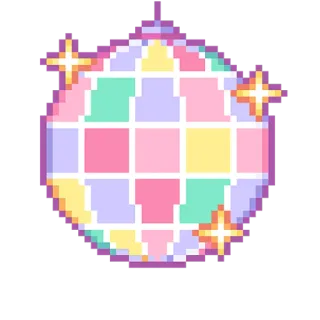 🪩 quả cầu disco, tiệc tùng, pixel art, màu phấn, lễ kỷ niệm telegram sticker