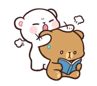 😒 urso, leite, mocha, fofo, desenho, adesivo telegram sticker