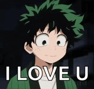 🌟 Izuku Midoriya My Hero Academia I LOVE U My Hero Academia, Izuku Midoriya, Anime, Amor, Desenho animado, Expressão telegram sticker