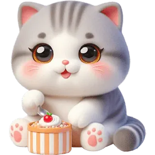 😋 gato, gatito, pastel, dulce, animal, lindo telegram sticker