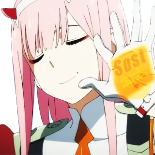 😌 Zero Two Darling in the Franxx Sosi Anime, Zero Two, Darling in the Franxx, Charakter, Illustration telegram sticker