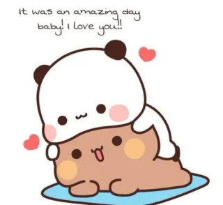 ❤️ It was an amazing day baby! I love you!! mignon, panda, amour, coeurs, dessin animé, doux telegram sticker