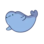 👋 seal, cute, animal, cartoon, swimming, blue, sea creature telegram sticker
