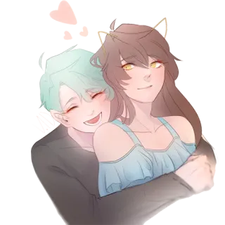 ❤️ Anime, Cartoni animati, Coppia, Abbraccio, Amore, Emozioni telegram sticker