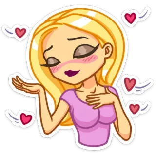 💕 Cartoon, Frau, Herzen, Liebe, Sticker, Blond telegram sticker