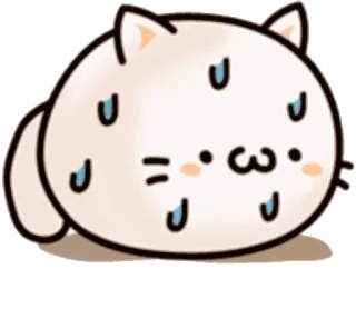 😥 кот, каваи, милый, потеющий, нервный, аниме, стикер telegram sticker