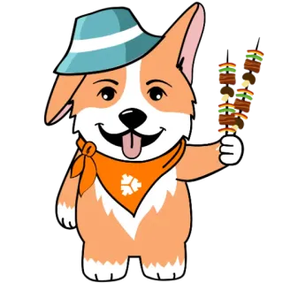 🔥 corgi, cane, cappello, cartone animato, carino, animale telegram sticker