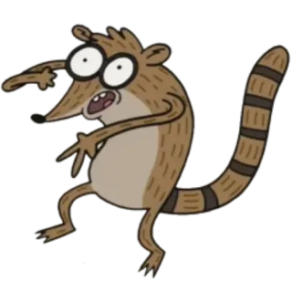 😜 Rigby Regular Show kreskówka, zwierzę, szop, Rigby, Zwyczajny serial telegram sticker