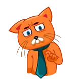 😶 кот, животное, оранжевый, костюм, галстук, выражение, мультфильм telegram sticker