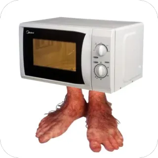 🫥 microwave, feet, surreal, meme, funny, weird, appliance telegram sticker