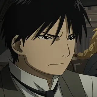 💙 Roy Mustang Fullmetal Alchemist Roy Mustang, Fullmetal Alchemist, FMA, anime, expression, stern, serious, stare telegram sticker