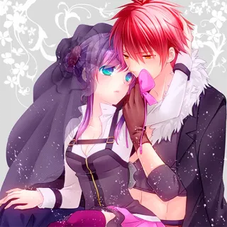 😉 Аниме, Пара, Романтика, Фэнтези, Мультфильм, Любовь, Иллюстрация telegram sticker