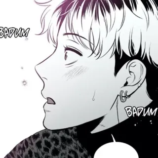 ✉️ BADUM BADUM man, black and white, cartoon, comic, earring telegram sticker