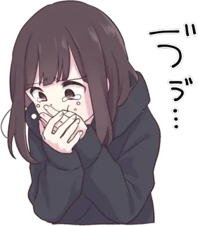 🤢 一つ... 一つ... pleurer, triste, animé, fille whatsapp sticker