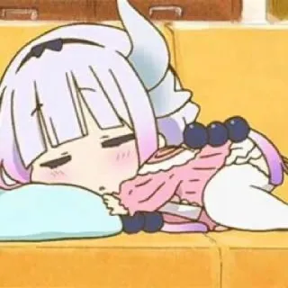 ☁️ Kanna Kamui Miss Kobayashi's Dragon Maid Anime, Drago, Chibi, Kawaii, Dormire, Stanco telegram sticker