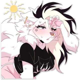 ☀️ furry, anthropomorphic, feline, goth, cute, sticker, digital art whatsapp sticker