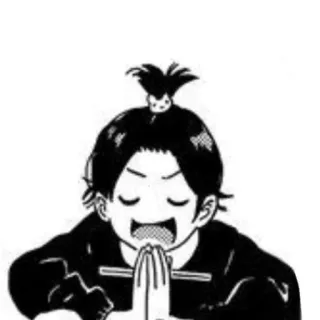 😋 anime, manga, character, black and white, cartoon, illustration telegram sticker