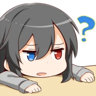 💙 Animé, Question, Confus, Kawaii, Fille, Chibi, Dessin animé telegram sticker