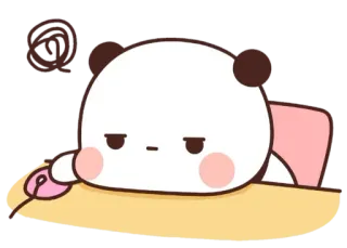 🐼 Панда, Милый, Животное, Мультфильм, Сонный, Компьютер, Мышь telegram sticker