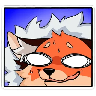 😵‍💫 renard, anxieux, transpiration, dessin animé, autocollant, inquiet telegram sticker