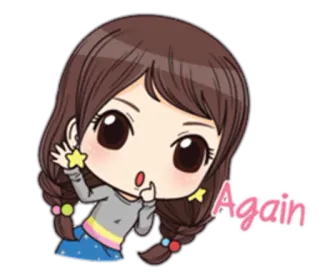😲 Again Desenho animado, Menina, Animação, Personagem, Bonito, Kawaii telegram sticker