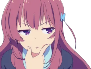 🤔 Chica anime, Pensando, Linda, Confundida, Pelo rosa, Anime telegram sticker