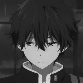 🕸 Anime, Menino, Triste, Preto e branco, Retrato telegram sticker