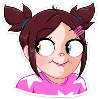 😏 cartoon, girl, sticker, cute, child, pigtails telegram sticker