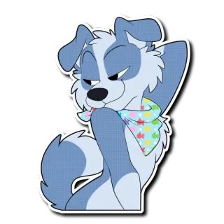 😘 anjing, kartun, hewan, imut, stiker, biru, berbulu telegram sticker