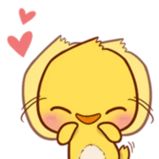 😊 Desenho animado, Fofo, Animal, Amarelo, Corações telegram sticker