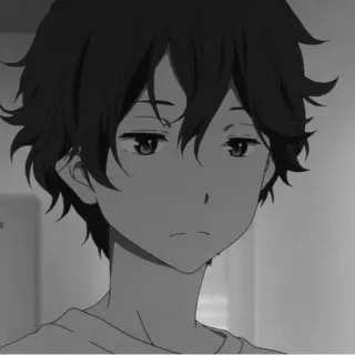 🕸 anime, triste, mangá, menino, preto e branco telegram sticker