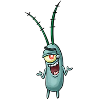 😏 Plankton SpongeBob SquarePants Cartoon, Böse, Pläne schmieden, Lustig, Einäugig, Bösewicht whatsapp sticker
