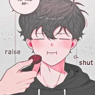 🐇 Try this. Ah~ raise shut Anime, Carino, Mangiare, Ragazzo, Arrossire, Cibo whatsapp sticker