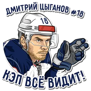 🏒 Dmitry Tsiganov ДМИТРИЙ ЦЫГАНОВ #18
КЭП ВСЁ ВИДИТ! hockey player, sports, russian, athlete, sticker telegram sticker